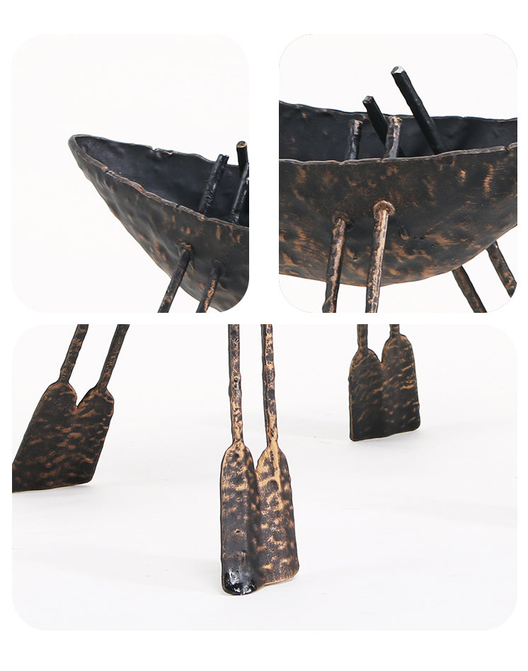 手工制作的船雕塑 - Luxury Premium Alloy Home Decor & Artistic Piece