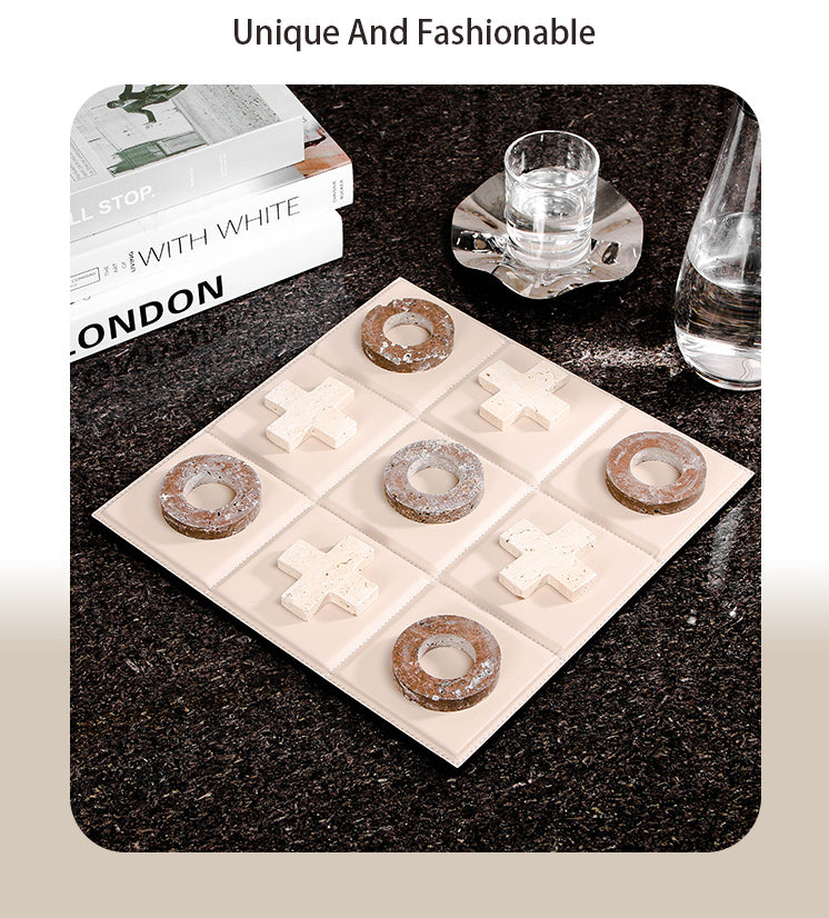 皮革棋盘 - Luxury Marble & PuLeather Home Decor & Artistic Piece
