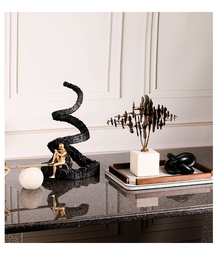 Modern Abstract Fine Art Piece - Luxury Alloy & Marble Home Decor & Artistic ...