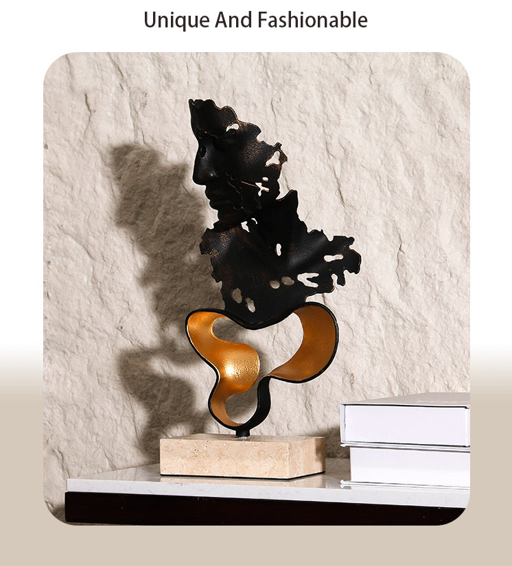 面部雕塑 - Luxury Alloy & Marble Home Decor & Artistic Piece