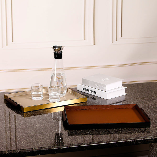 with  Rectangle Leather Tray
