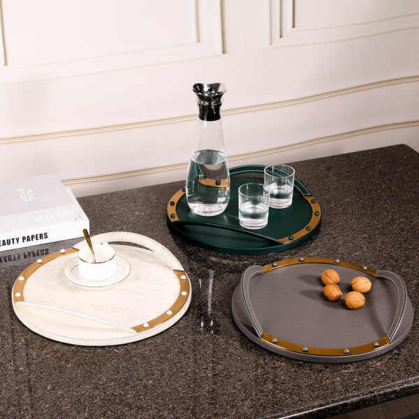with  Round Leather Tray