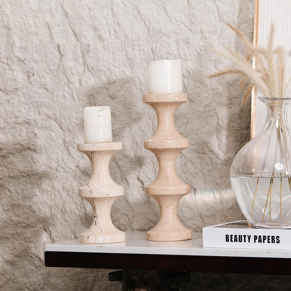 Luxury Marble Candle Holder TravertinoStone for Home Decor