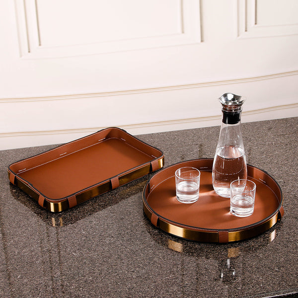 Round Leather Tray