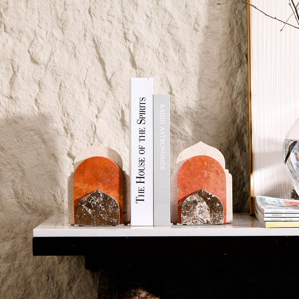 Orange Marble Bookend