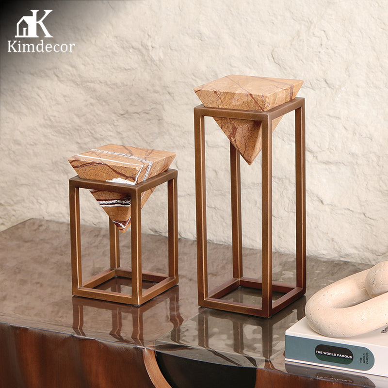Luxury Marble & Iron Decorative Sculpture - Designer Artisan Edition - 9