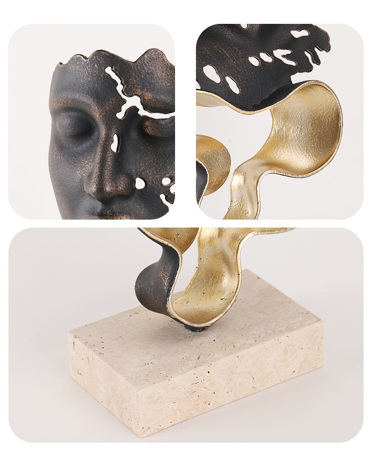 面部雕塑 - Luxury Alloy & Marble Home Decor & Artistic Piece