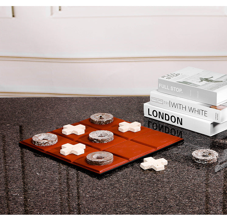 皮革棋盘 - Luxury Marble & PuLeather Home Decor & Artistic Piece