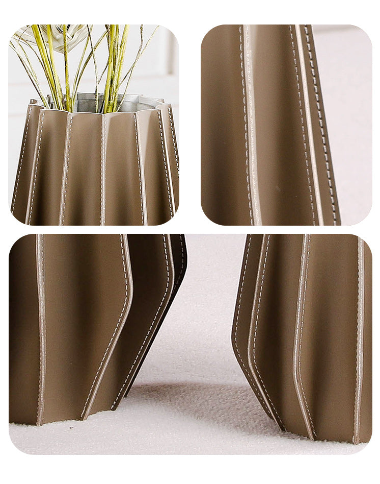 Luxury Pu Leather & Glass Decorative Sculpture - Designer Artisan Edition - 9