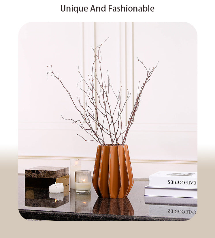 皮革花瓶-干 &amp; 新鲜 - Luxury Artisan Luxury Home Decor & Artistic Piece