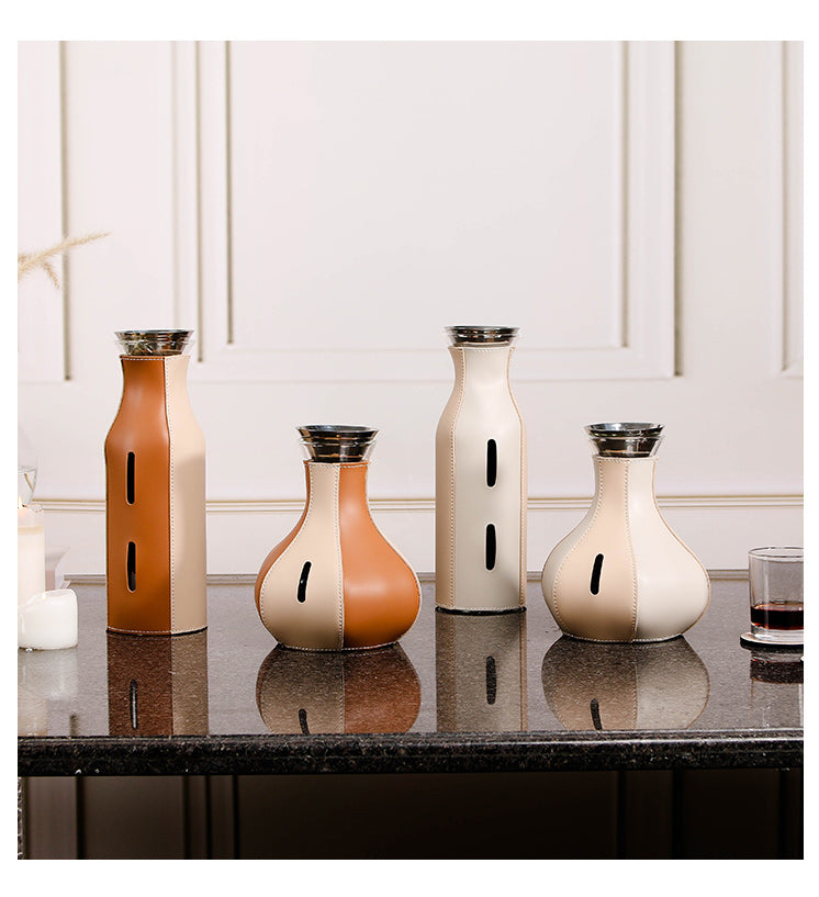冷水壶 - Luxury GlassS/s/PuLeather Home Decor & Artistic Piece - 10