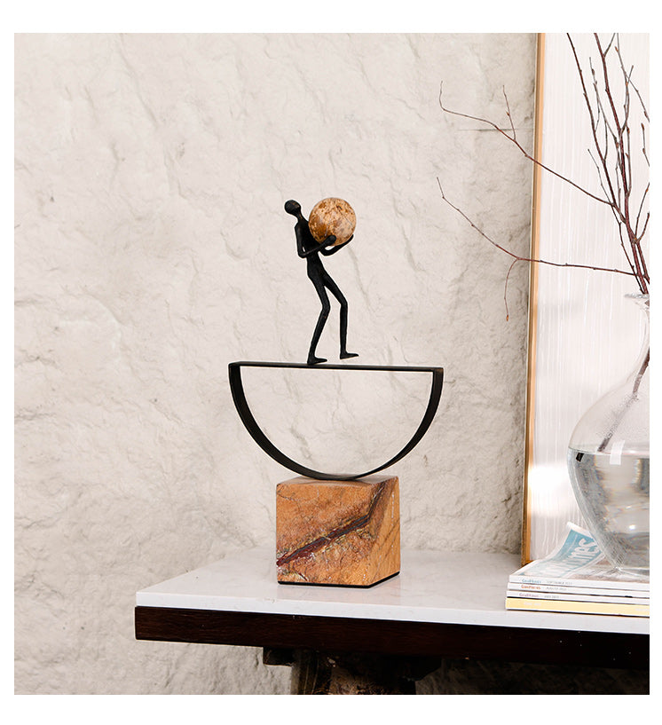 男人站立雕塑 - Luxury Alloy * Marble Home Decor & Artistic Piece