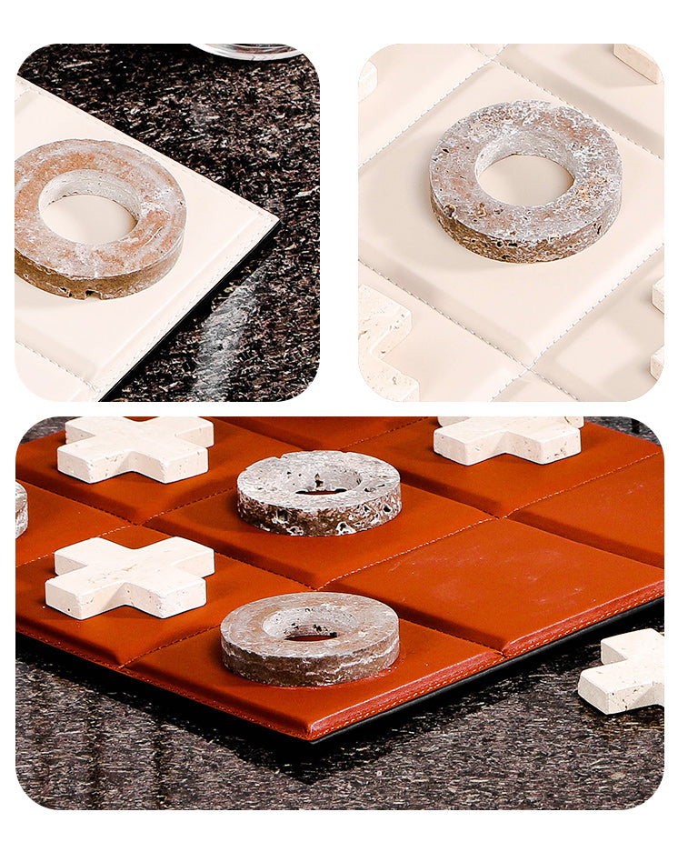 皮革棋盘 - Luxury Marble & PuLeather Home Decor & Artistic Piece