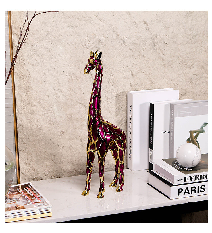 长颈鹿桌面雕塑: - Luxury Premium Alloy Home Decor & Artistic Piece