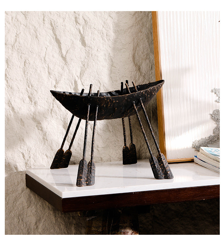 手工制作的船雕塑 - Luxury Premium Alloy Home Decor & Artistic Piece