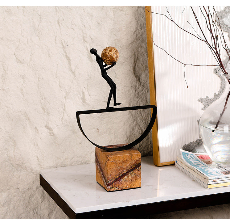 男人站立雕塑 - Luxury Alloy * Marble Home Decor & Artistic Piece