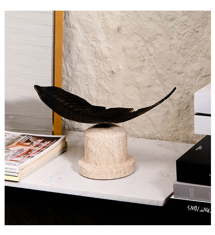 Artistic Leaf Sculpture - Luxury Alloy & Marble Home Decor & Artistic Piece - 10