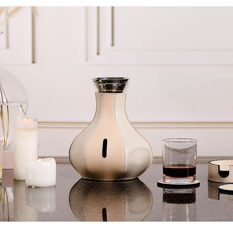 冷水壶 - Luxury GlassS/s/PuLeather Home Decor & Artistic Piece