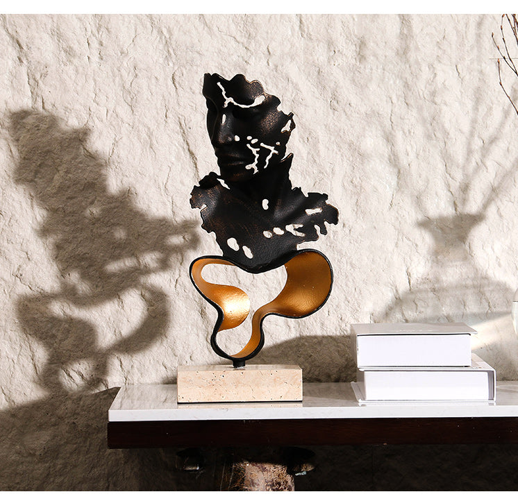 面部雕塑 - Luxury Alloy & Marble Home Decor & Artistic Piece