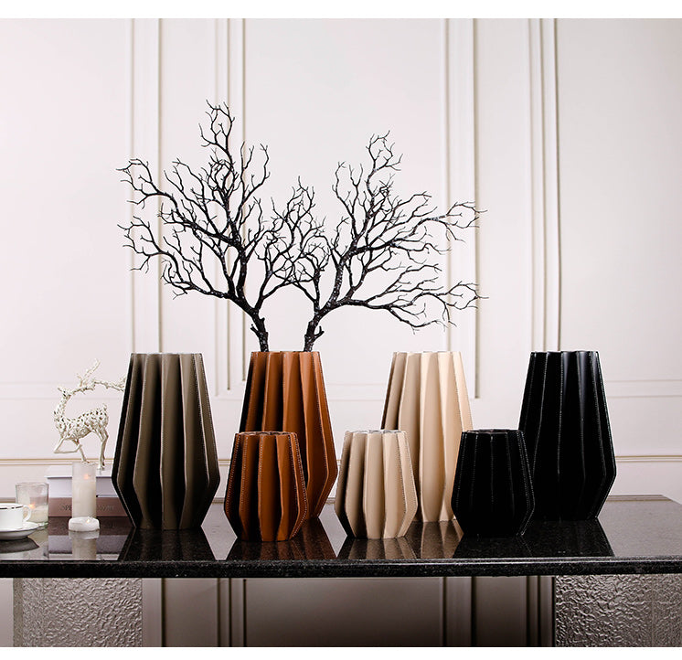 Luxury Pu Leather & Glass Decorative Sculpture - Designer Artisan Edition - 12