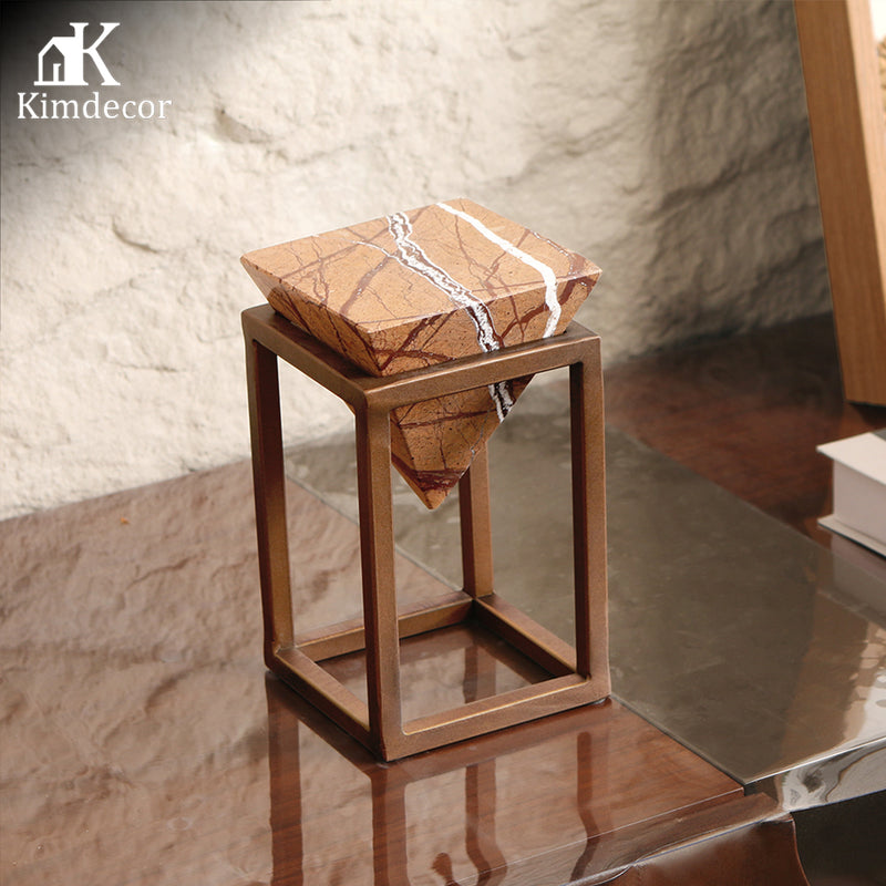 Luxury Marble & Iron Decorative Sculpture - Designer Artisan Edition - 13