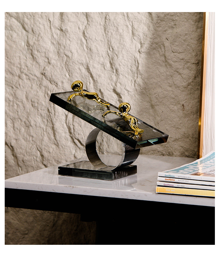 水晶抽象雕塑 - Luxury Premium Alloy Home Decor & Artistic Piece