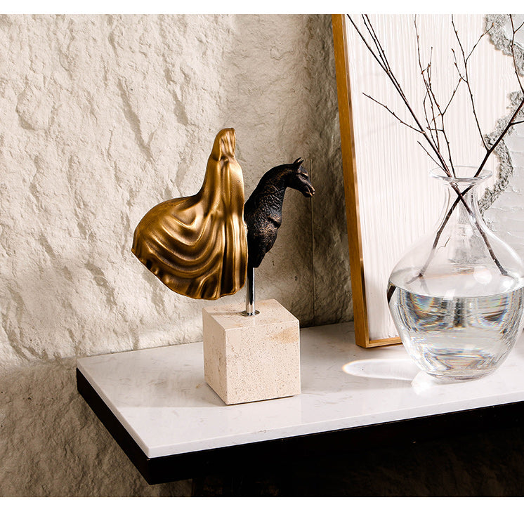 Mystical Cloaked Knight Statue - Luxury Alloy & Marble Home Decor & Artistic ...