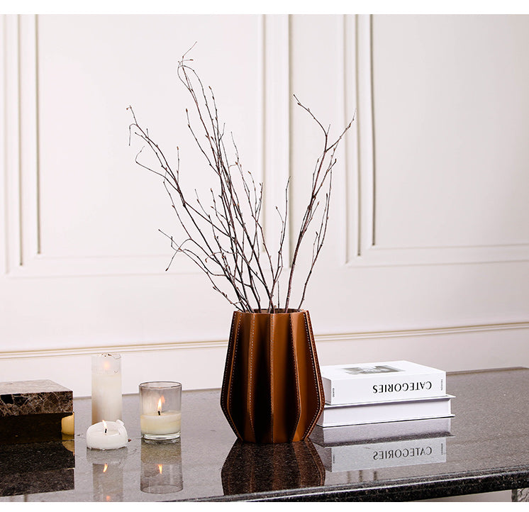 皮革花瓶-干 &amp; 新鲜 - Luxury Artisan Luxury Home Decor & Artistic Piece