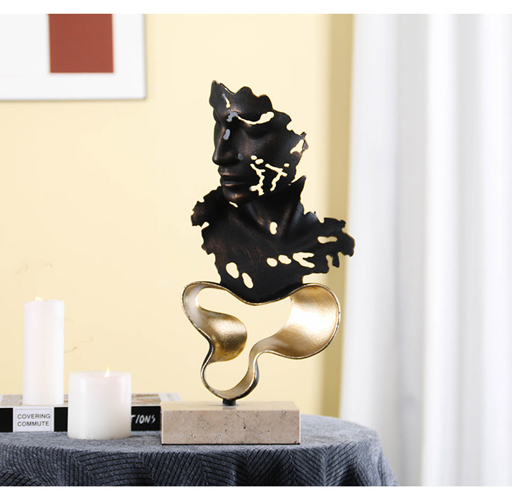 面部雕塑 - Luxury Alloy & Marble Home Decor & Artistic Piece - 12