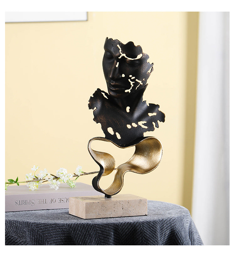 面部雕塑 - Luxury Alloy & Marble Home Decor & Artistic Piece - 13