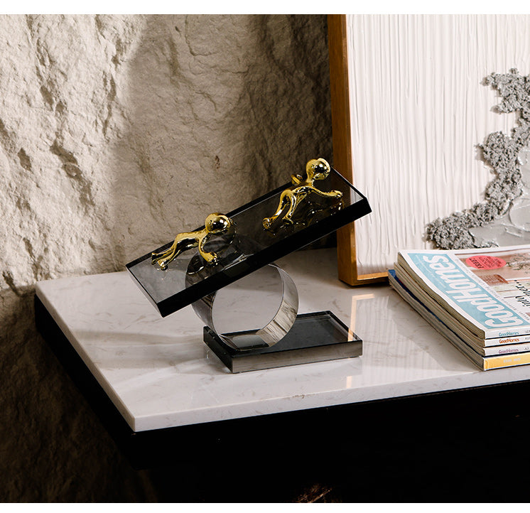 水晶抽象雕塑 - Luxury Premium Alloy Home Decor & Artistic Piece