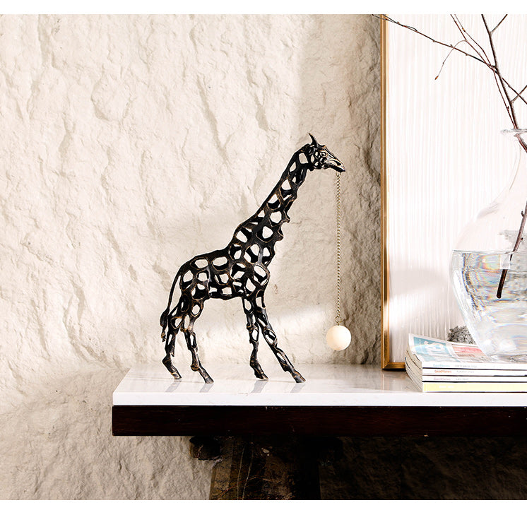 金属长颈鹿雕塑 - Luxury Premium Alloy & Home Decor & Artistic Piece