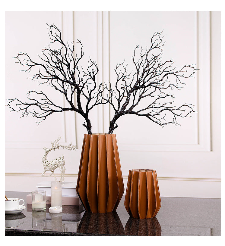 皮革花瓶-干 &amp; 新鲜 - Luxury Artisan Luxury Home Decor & Artistic Piece