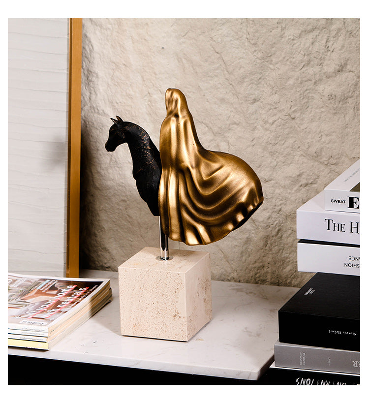 Mystical Cloaked Knight Statue - Luxury Alloy & Marble Home Decor & Artistic ...