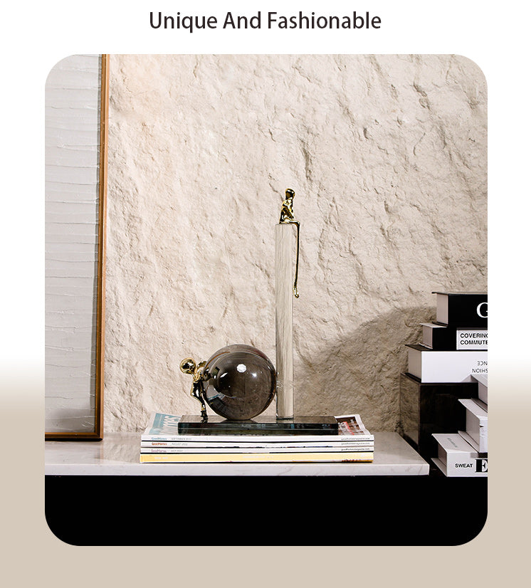 水晶合金雕像水晶柱家居装饰雕塑 - Luxury Premium Alloy Home Decor & Artistic Piece
