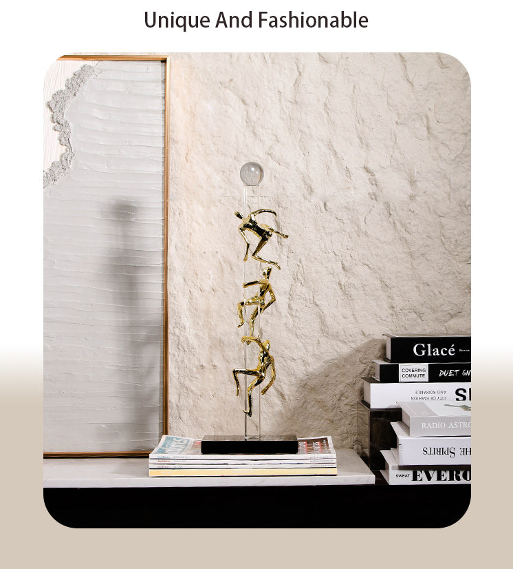 金色登山者雕塑 - Luxury Premium Alloy & Home Decor & Artistic Piece - 10
