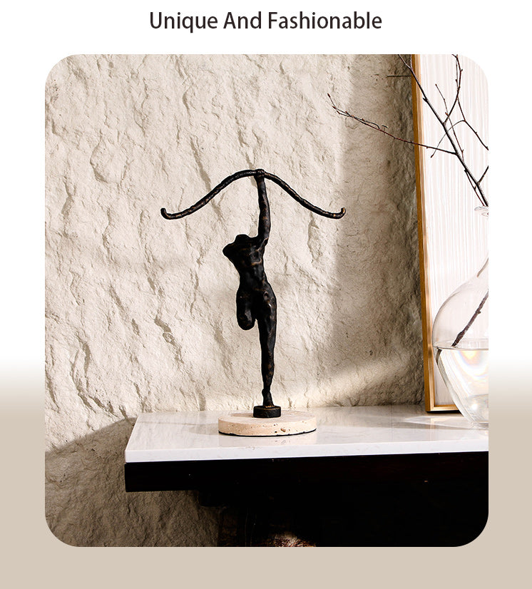 Abstract Arrow Figure Statue - Luxury Alloy & Marble Home Decor & Artistic Piece - 13