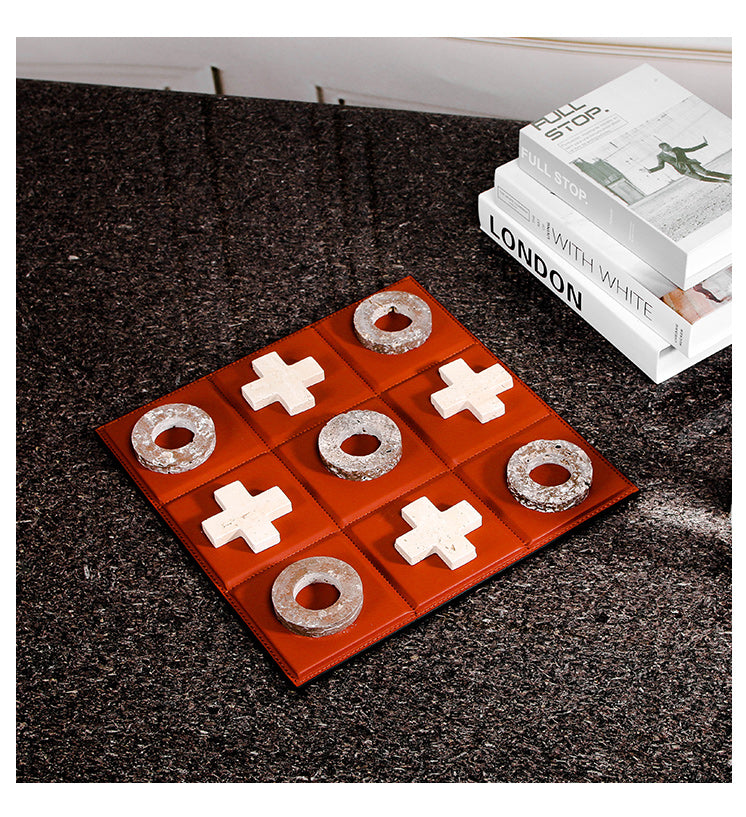 皮革棋盘 - Luxury Marble & PuLeather Home Decor & Artistic Piece