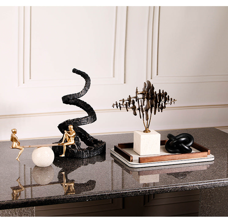 Modern Abstract Fine Art Piece - Luxury Alloy & Marble Home Decor & Artistic ... - 11