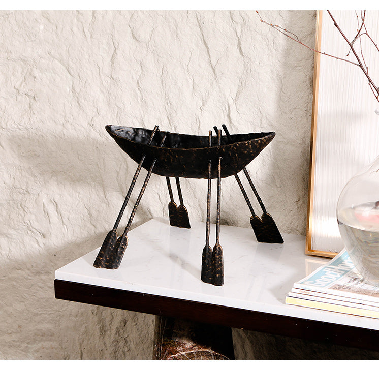 手工制作的船雕塑 - Luxury Premium Alloy Home Decor & Artistic Piece