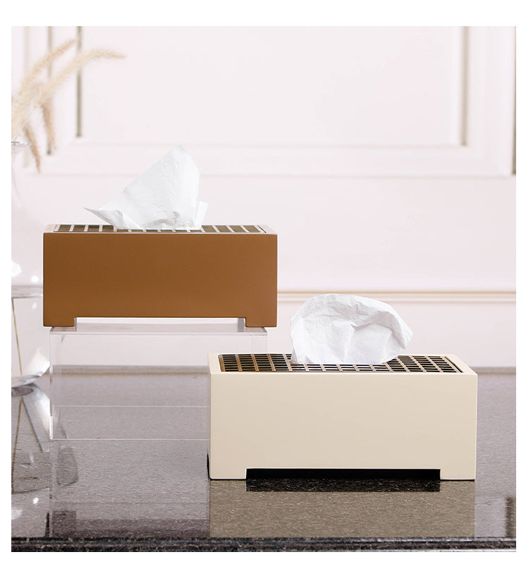 矩形纸巾盒 - Luxury mdf + S/S Home Decor & Artistic Piece