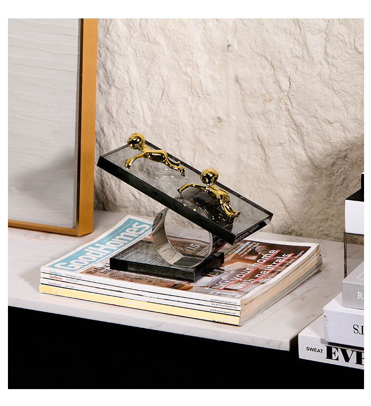 水晶抽象雕塑 - Luxury Premium Alloy Home Decor & Artistic Piece