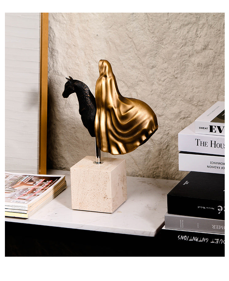 Mystical Cloaked Knight Statue - Luxury Alloy & Marble Home Decor & Artistic ...