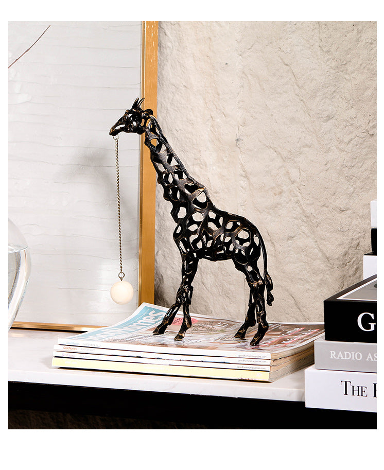 金属长颈鹿雕塑 - Luxury Premium Alloy & Home Decor & Artistic Piece