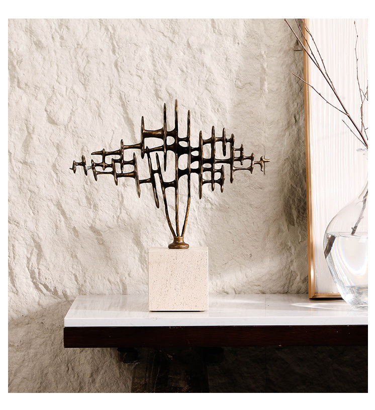 Modern Abstract Fine Art Piece - Luxury Alloy & Marble Home Decor & Artistic ... - 11
