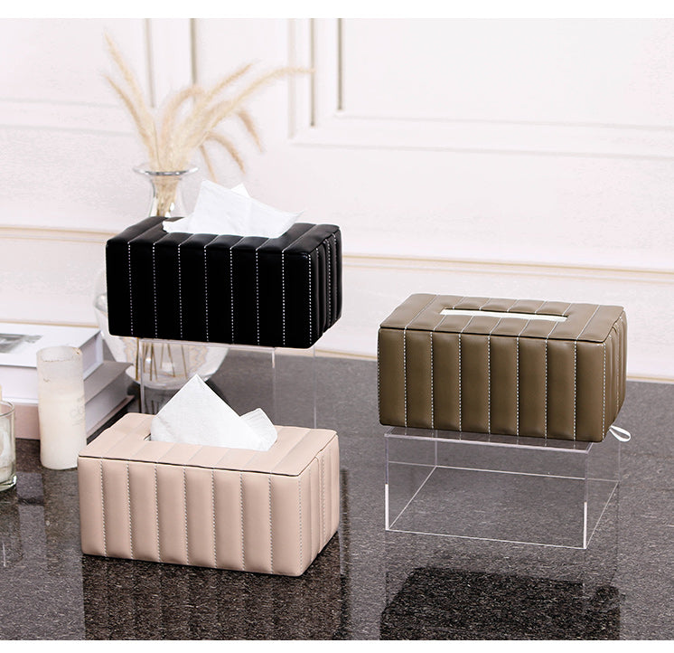 矩形纸巾盒 - Luxury MDF & PULeather Home Decor & Artistic Piece