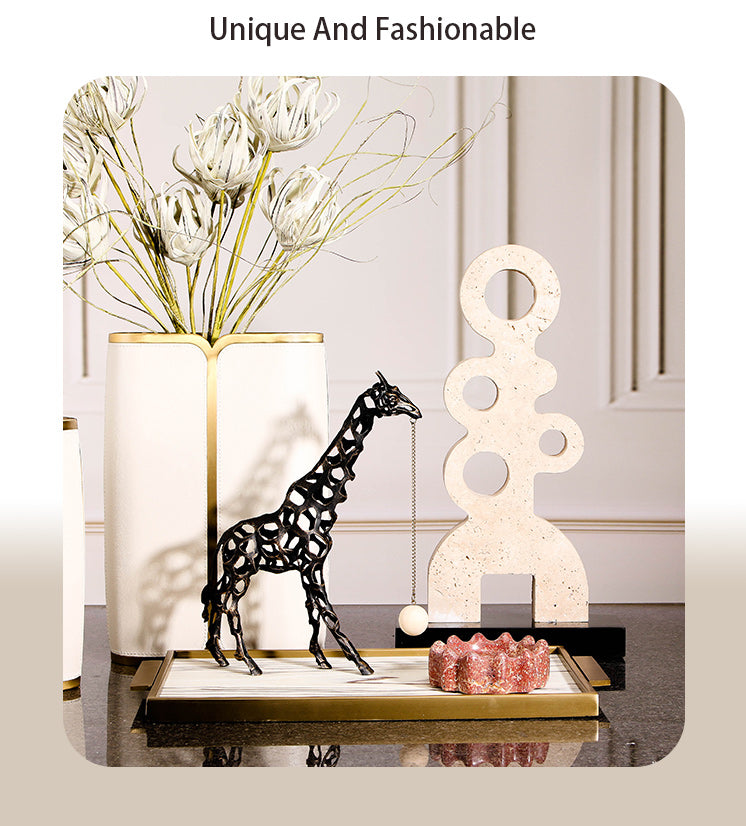 金属长颈鹿雕塑 - Luxury Premium Alloy & Home Decor & Artistic Piece