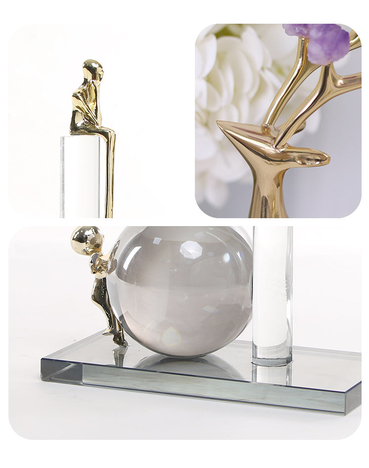 水晶合金雕像水晶柱家居装饰雕塑 - Luxury Premium Alloy Home Decor & Artistic Piece