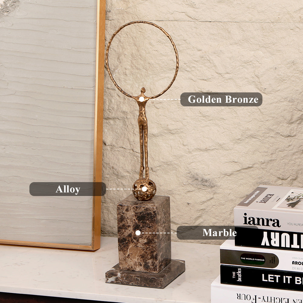 桌面雕塑 - Luxury Alloy & Marble Home Decor & Artistic Piece