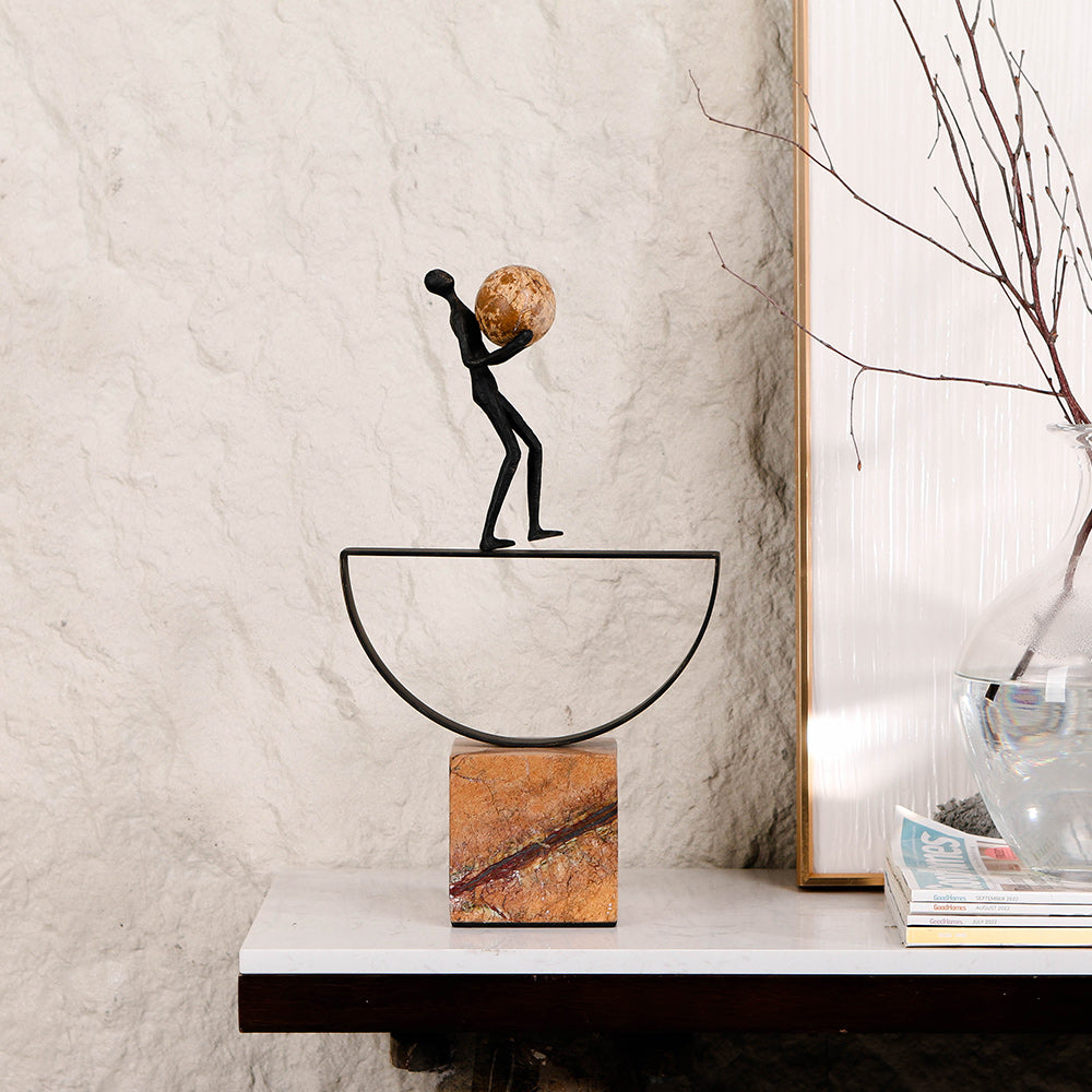 男人站立雕塑 - Luxury Alloy * Marble Home Decor & Artistic Piece